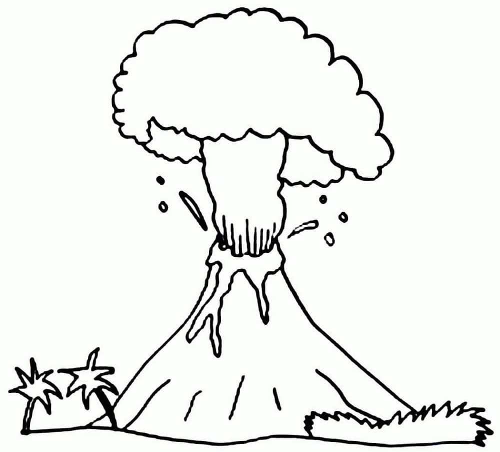 Free Volcano Printable Coloring Page