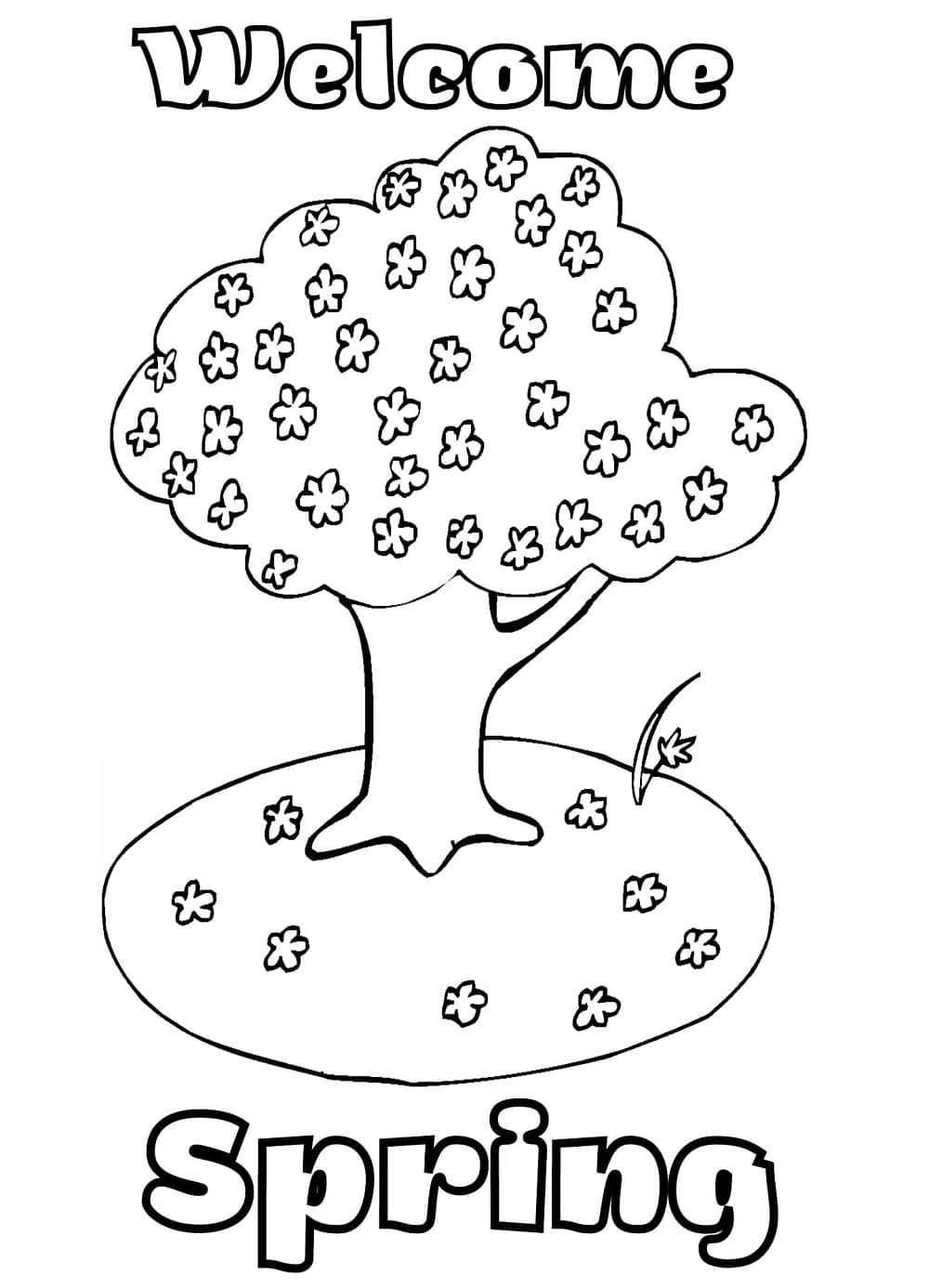 Free Welcome Spring Printable Coloring Page