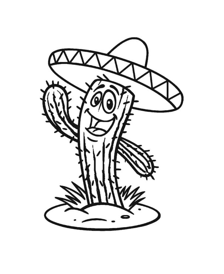 Friendly Cactus Printable Coloring Page