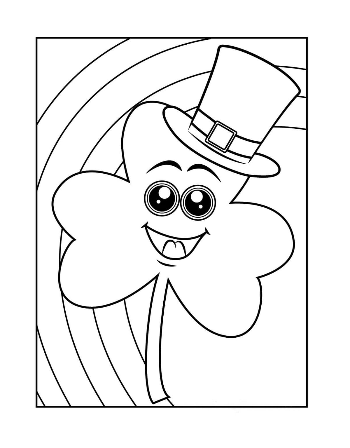 Fun Shamrock wearing Hat Printable Coloring Page