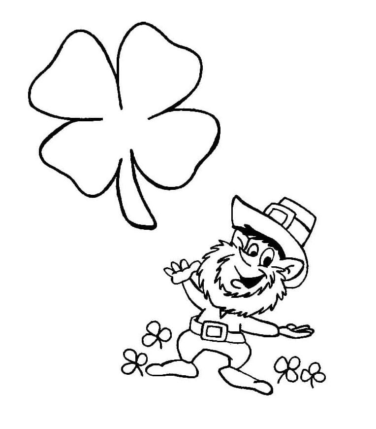 Fun man with Shamrocks Printable Coloring Page