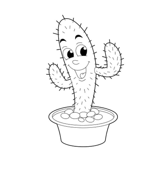 Funny Cactus Printable Coloring Page