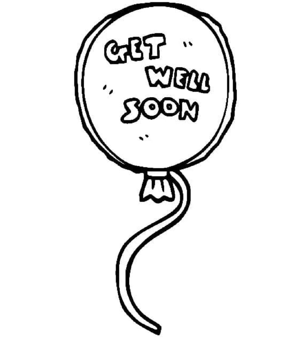 Get Well Soon Balloon Printable Coloring Page