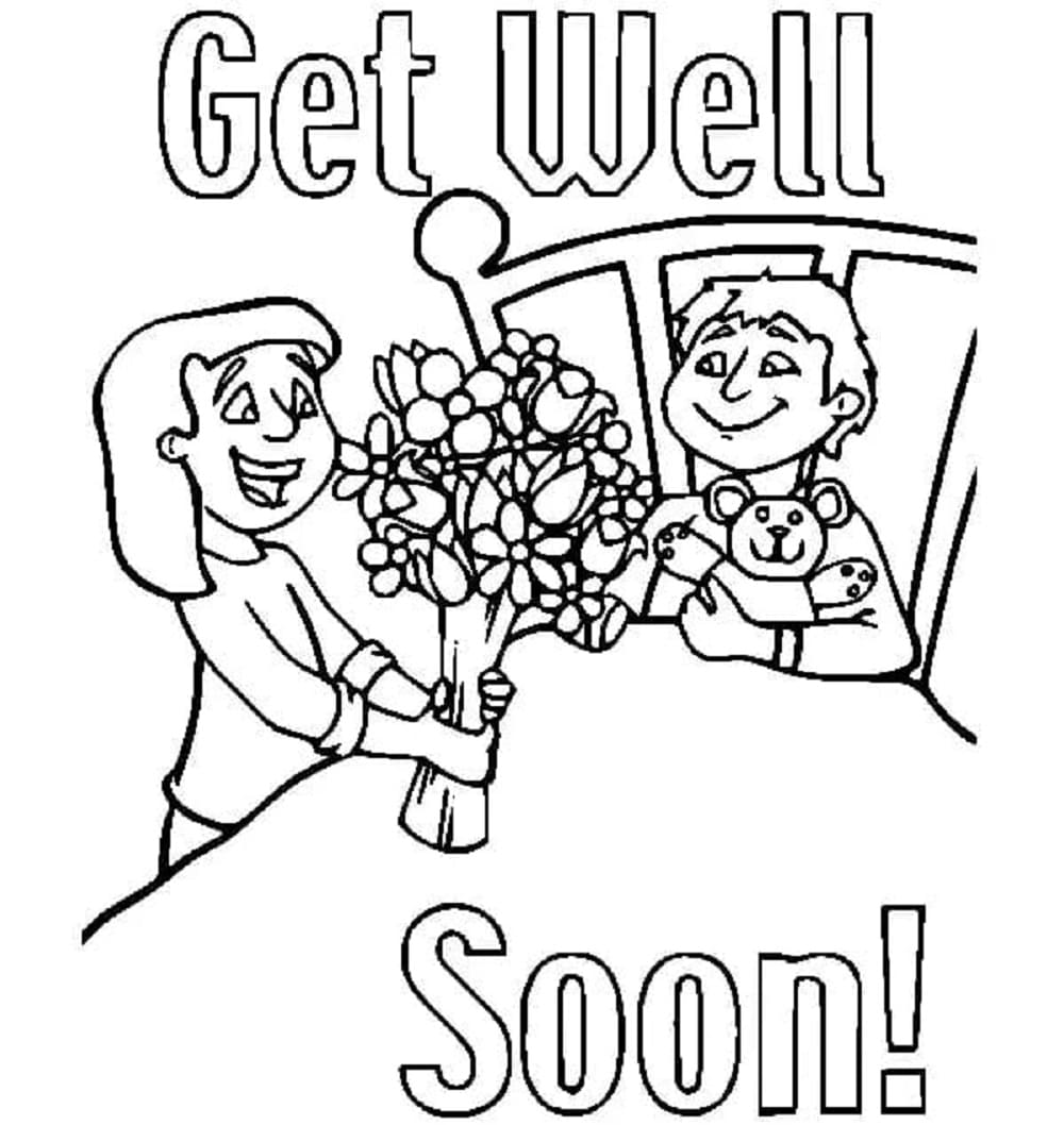 Get Well Soon Boy Printable Coloring Page