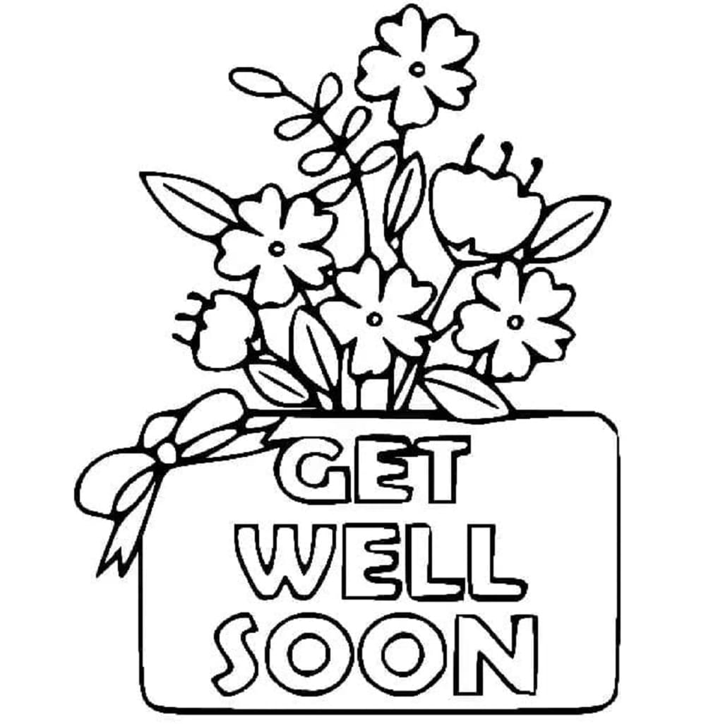 Get Well Soon Flowers Printable Coloring Page