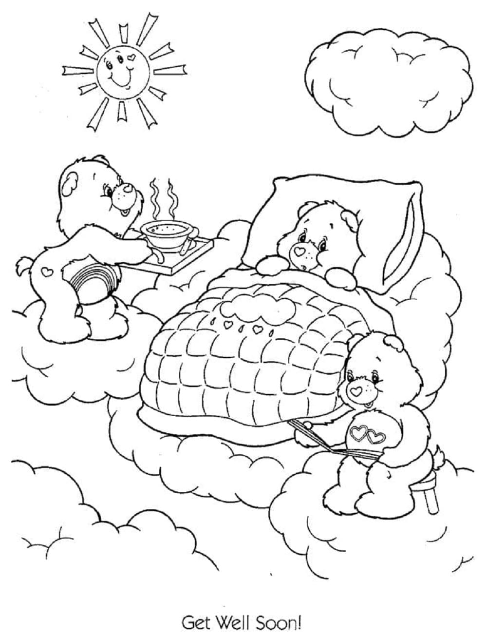 Get Well Soon Little Bear Printable Coloring Page