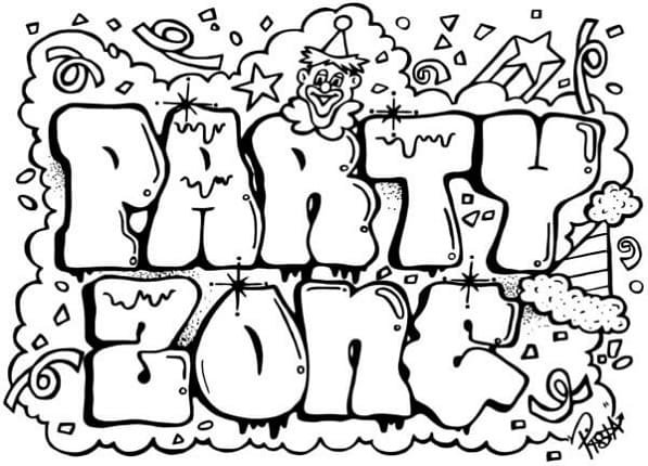 Graffiti At The Disco Printable Coloring Page