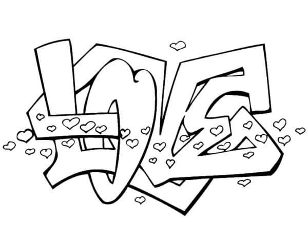 Graffiti Love Printable Coloring Page