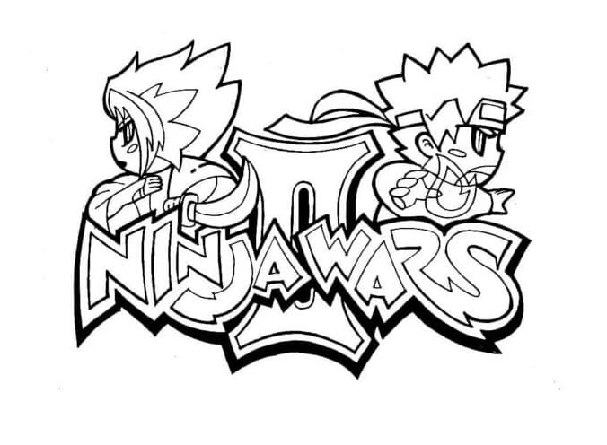 Graffiti With Japanese Ninjas Printable Coloring Page