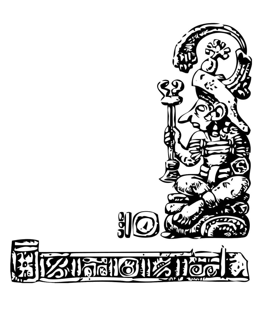 Hand Drawn Mayan Printable Coloring Page