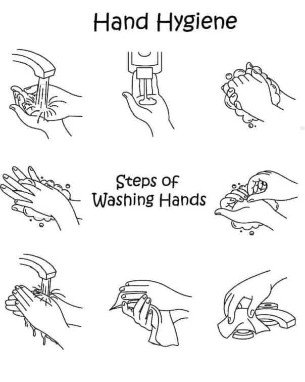 Hand Hygiene Printable Coloring Page