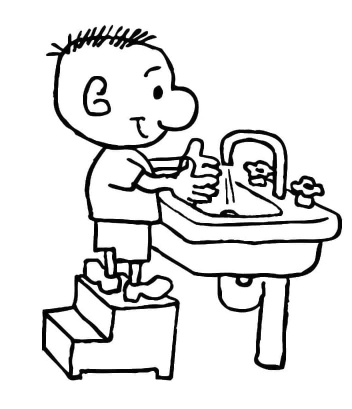 Hand Washing Printable Coloring Page