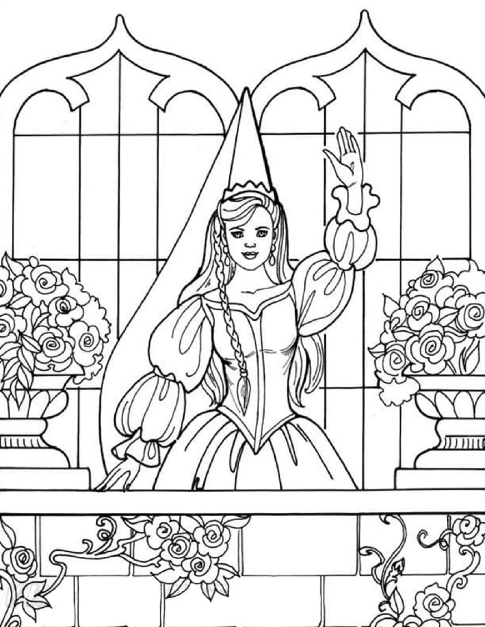 Happy Princess Leonora Printable Coloring Page