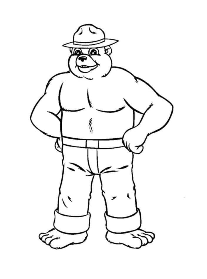 Happy Smokey Bear Printable Coloring Page