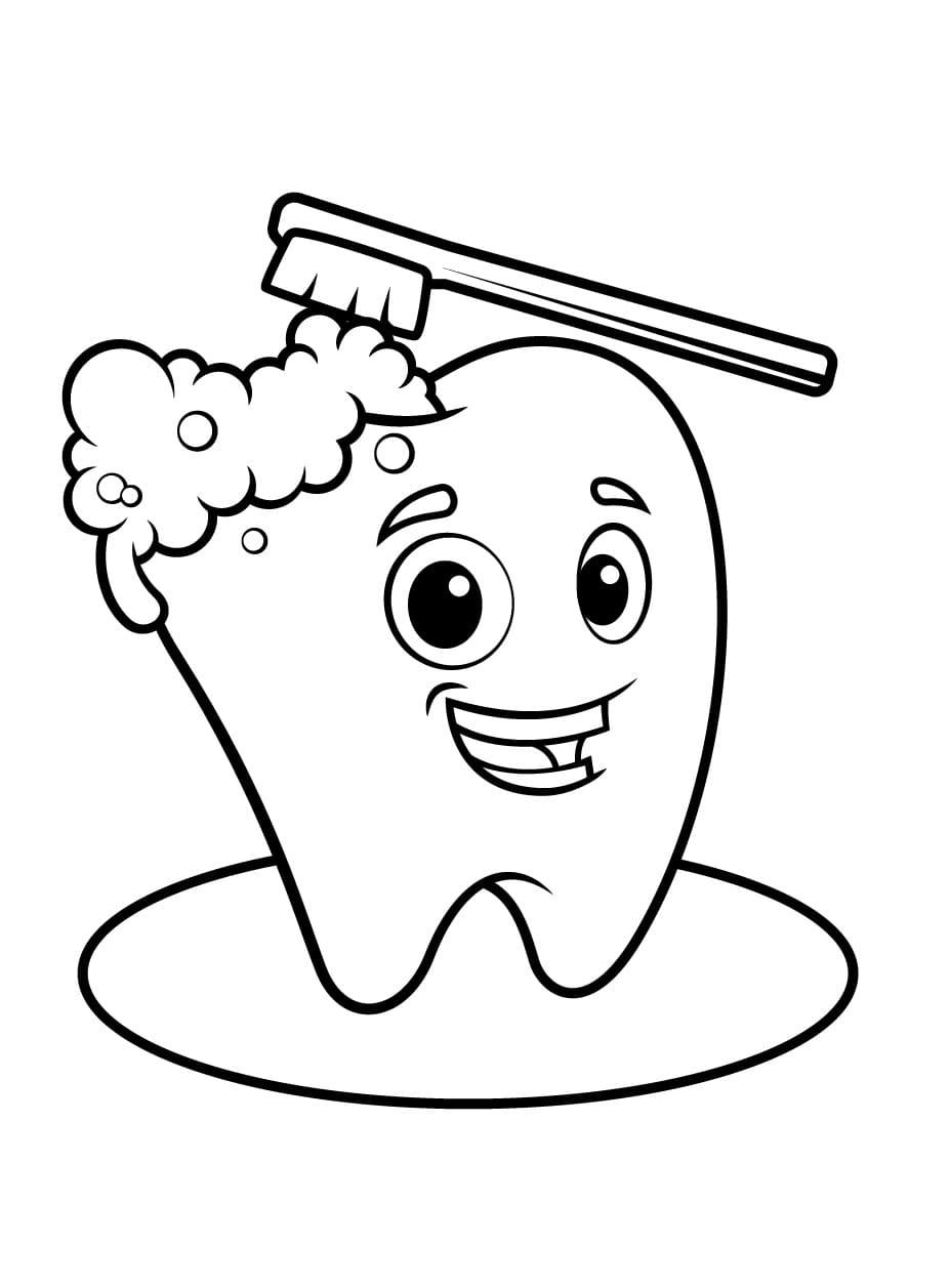 Happy Tooth Printable Coloring Page