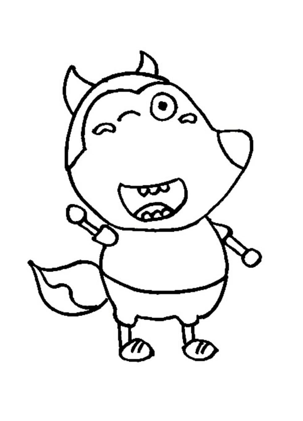 Happy Wolfoo Printable Coloring Page