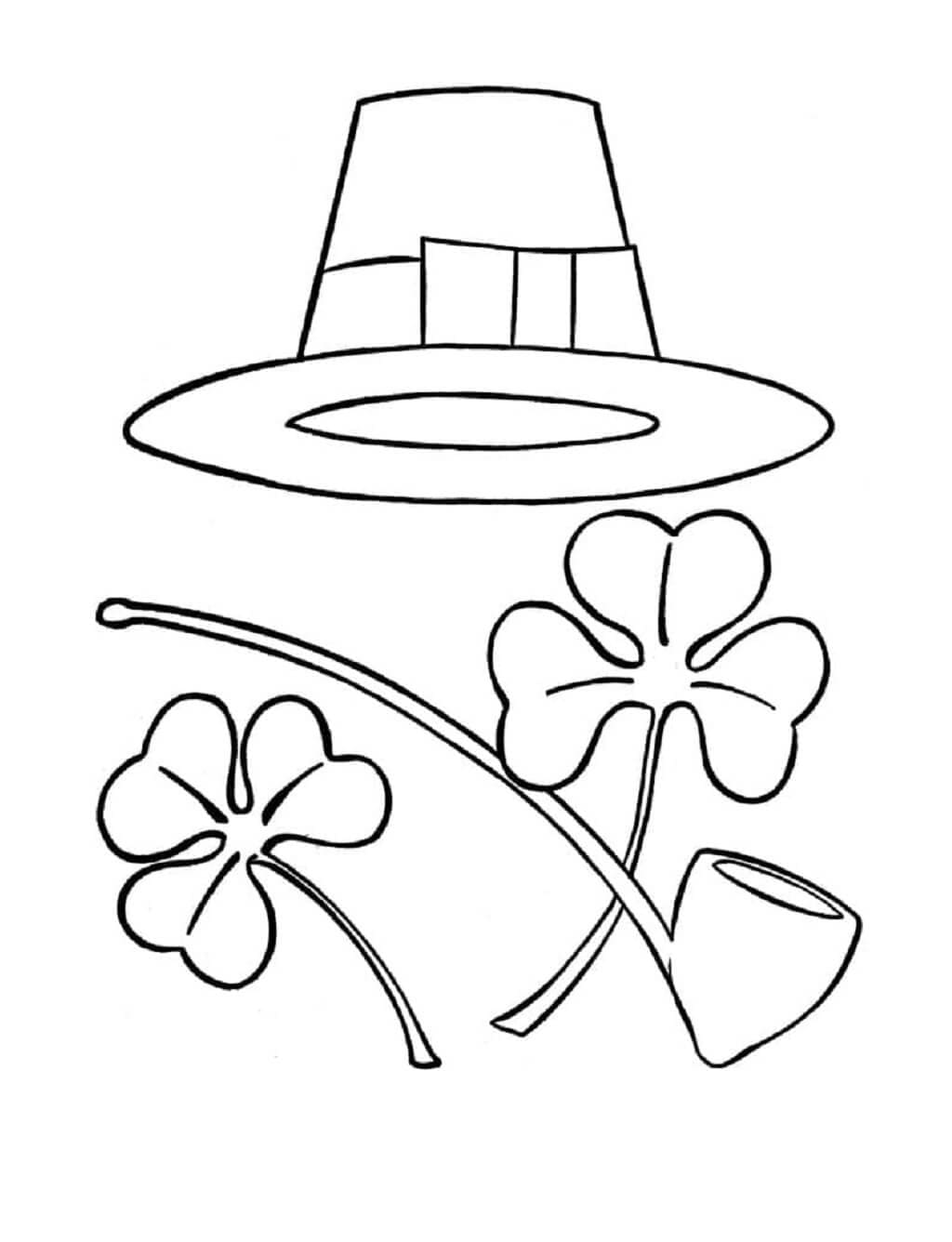 Hat and Shamrocks Printable Coloring Page