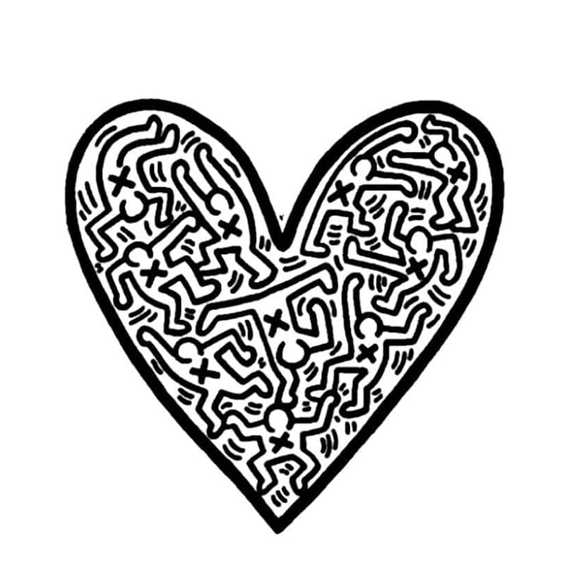 Heart by Keith Haring Printable Coloring Page