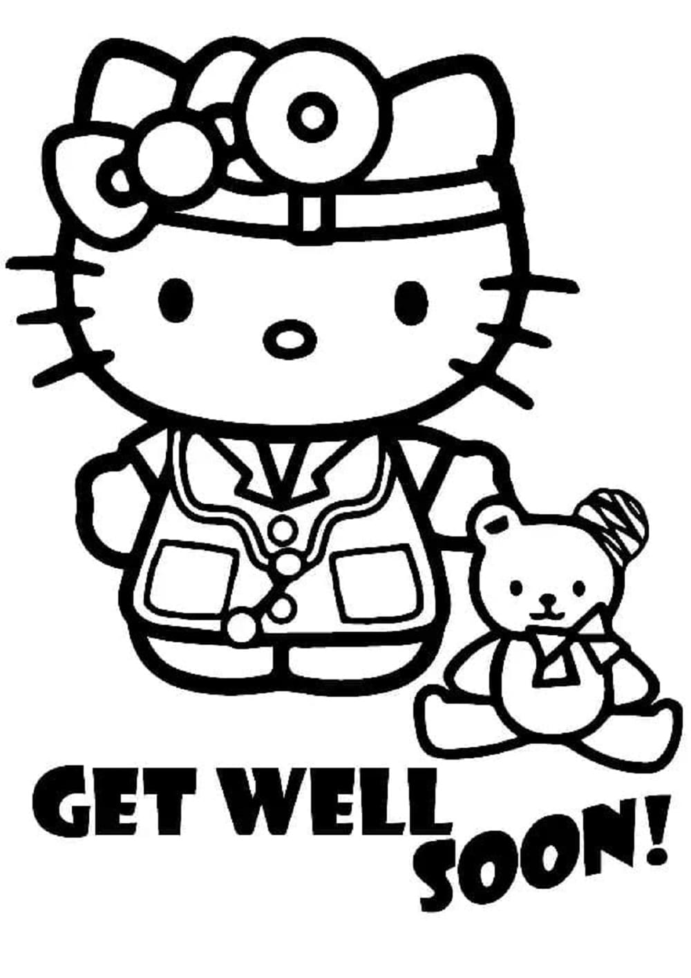 Hello Kitty Get Well Soon Printable Coloring Page