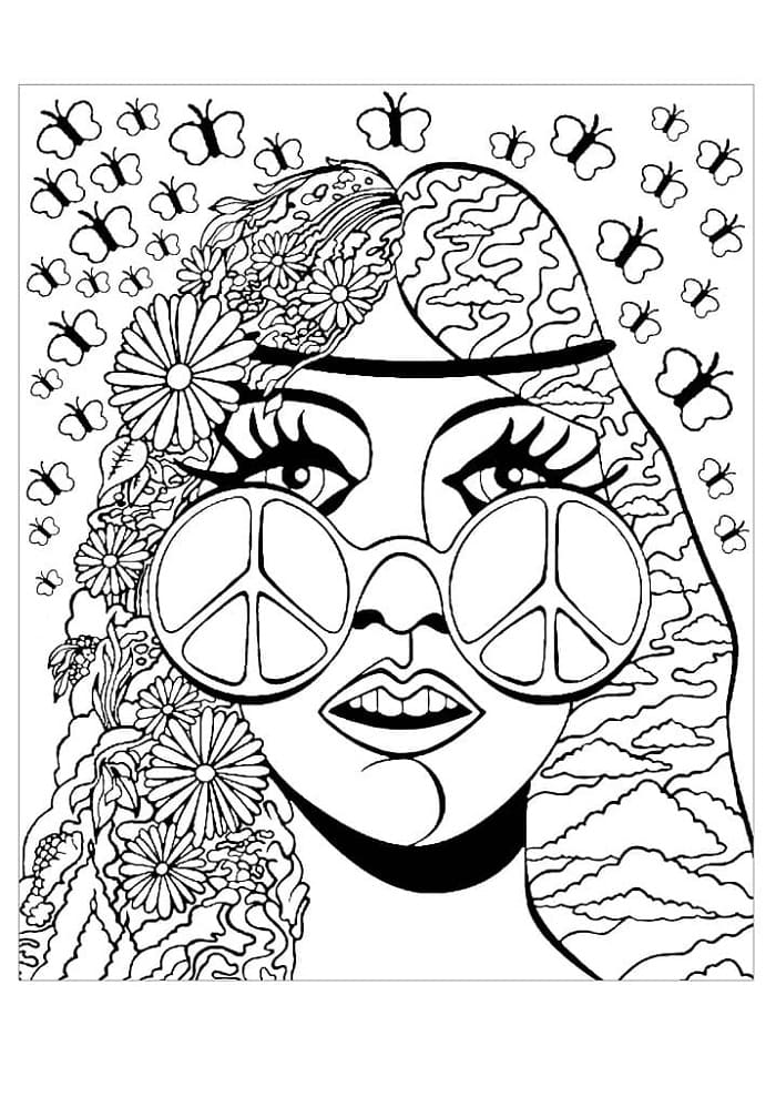 Hippie Girl Printable Coloring Page