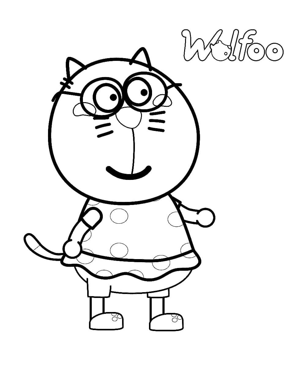 Kat from Wolfoo Printable Coloring Page