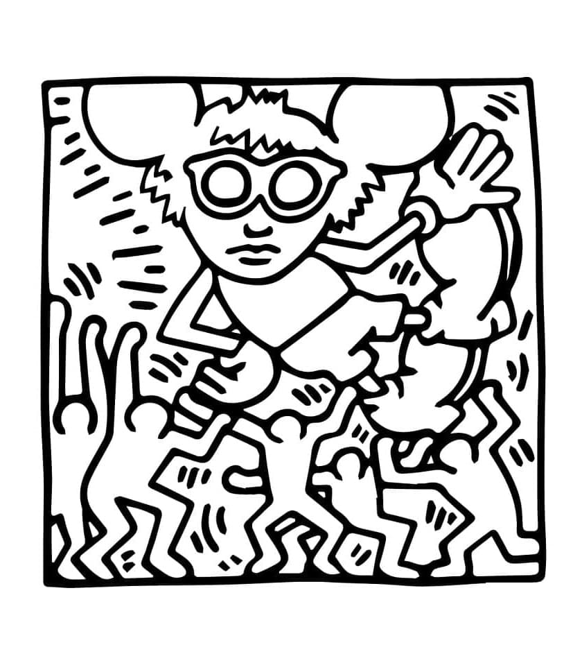 Keith Haring - Andy Mouse Printable Coloring Page