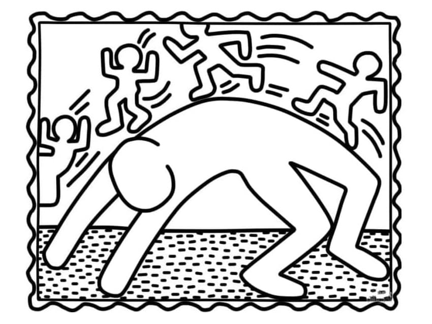 Keith Haring - Bridge Exercise Printable Coloring Page