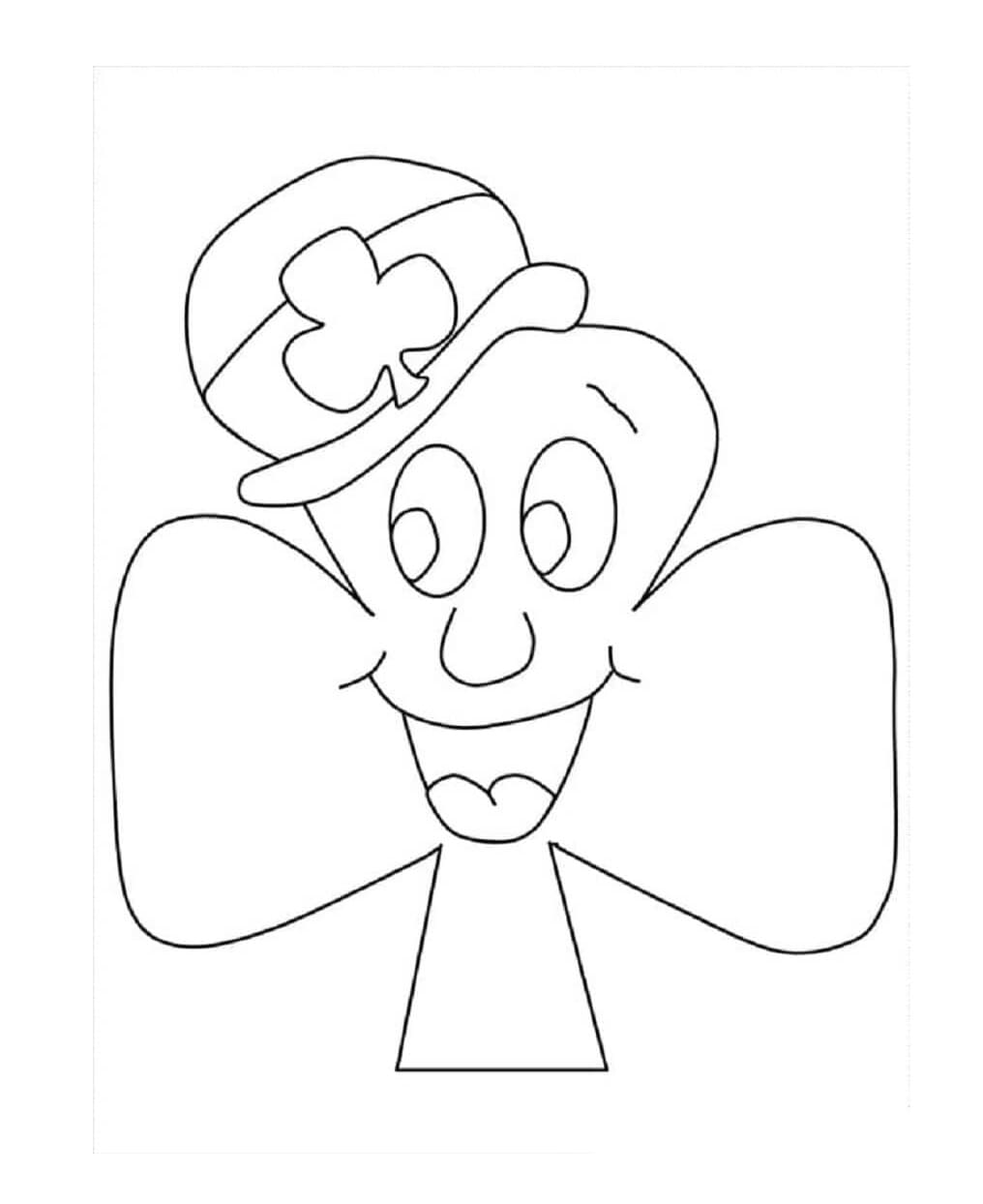 Laughing Shamrock with Hat Printable Coloring Page