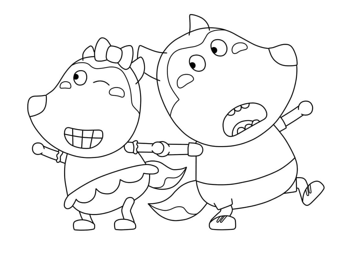 Lucy and Wolfoo Printable Coloring Page