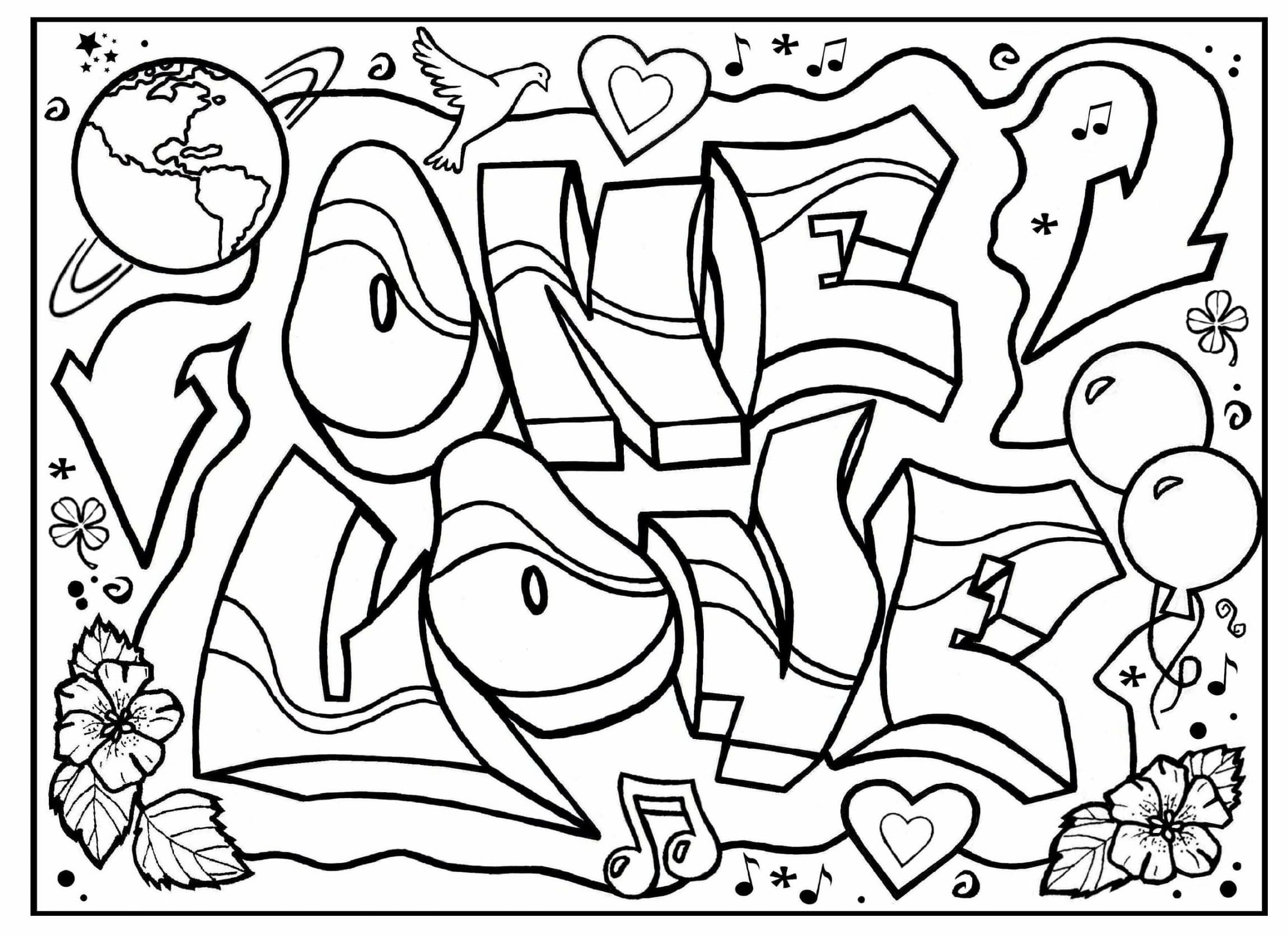 Make Graffiti Brighter Printable Coloring Page