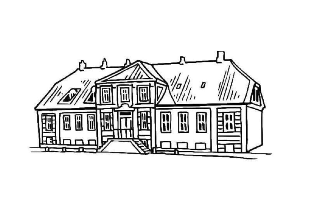 Mansion Free Printable Coloring Page