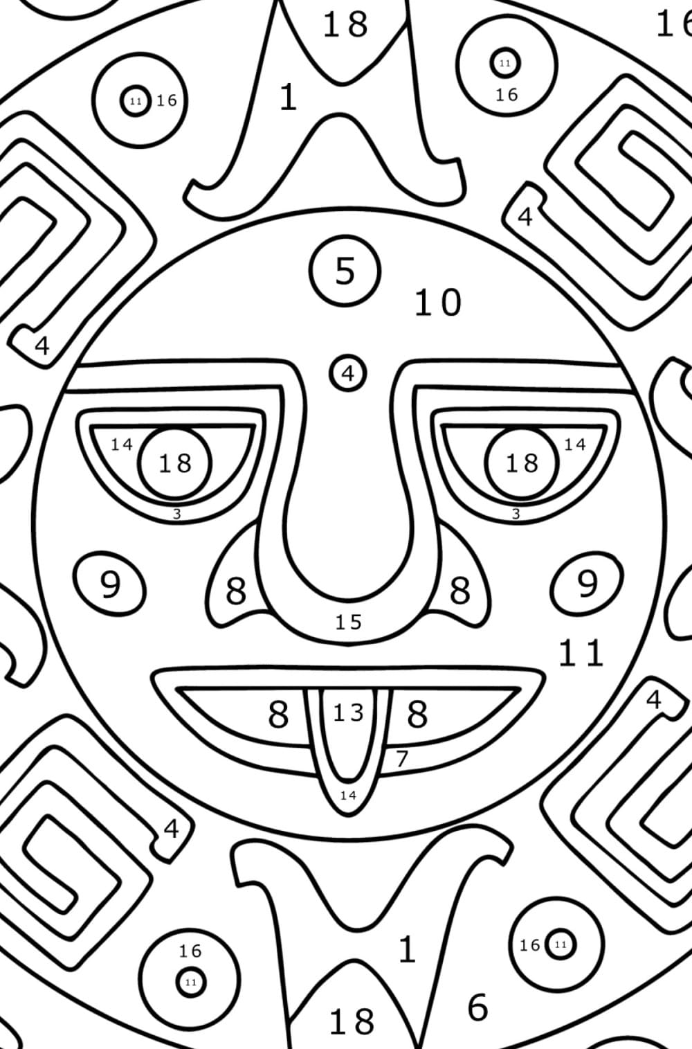 Mayan Color By Number Printable Coloring Page