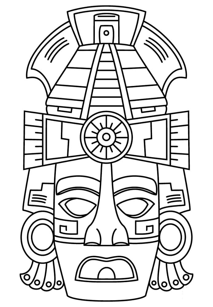 Mayan Face Mask Printable Coloring Page