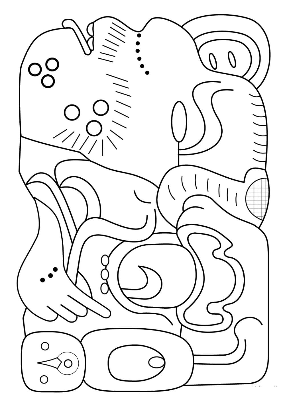 Mayan Glyph Printable Coloring Page