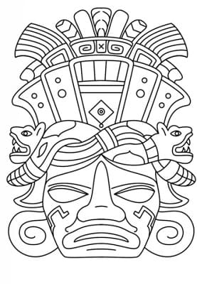 Mayan Mask Printable Coloring Page