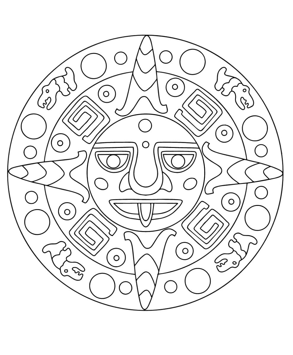 Mayan Ornaments Printable Coloring Page