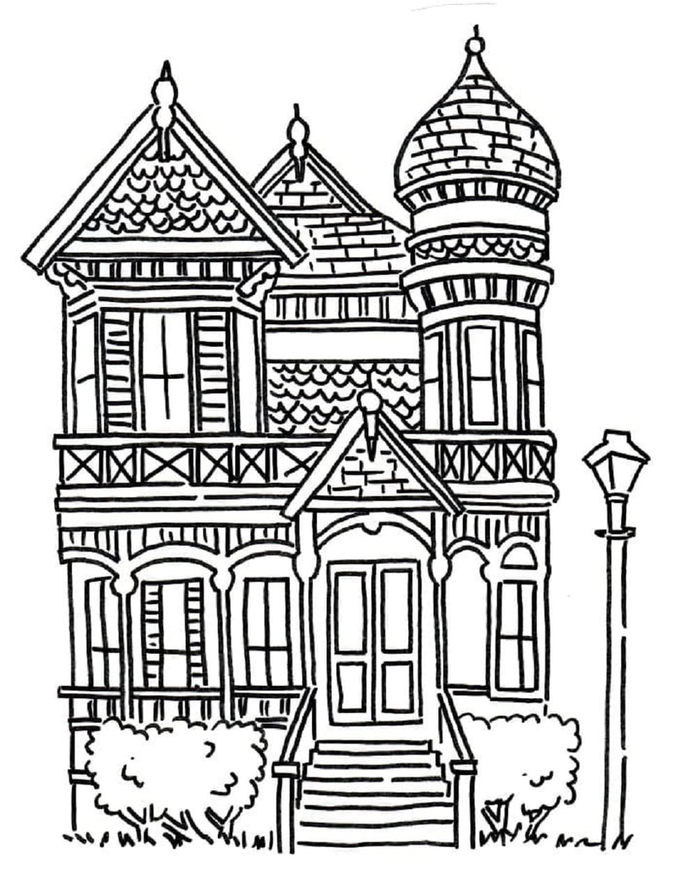 Nice Mansion Printable Coloring Page