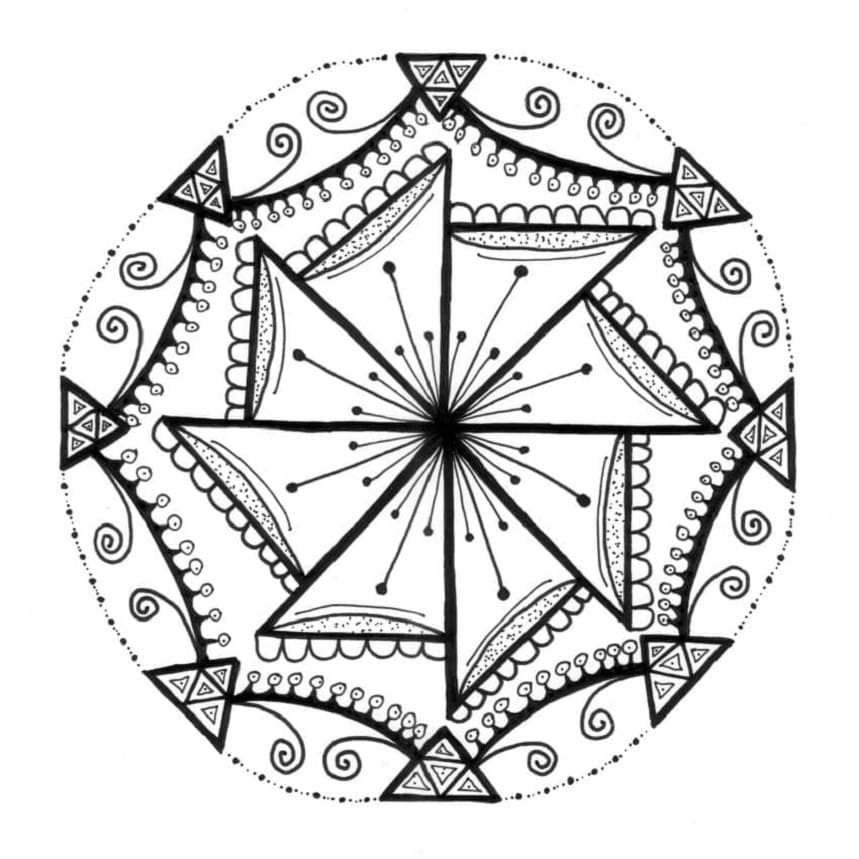 Nice Zentangle Rangoli Printable Coloring Page