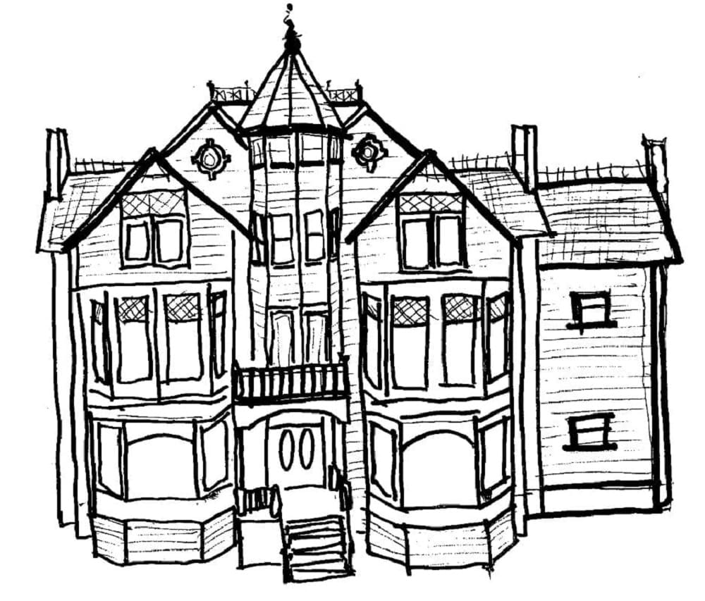 Old Mansion Printable Coloring Page