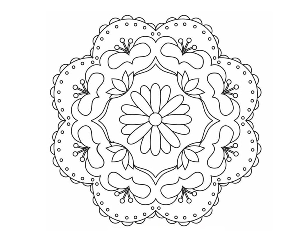 Perfect Rangoli Design Printable Coloring Page