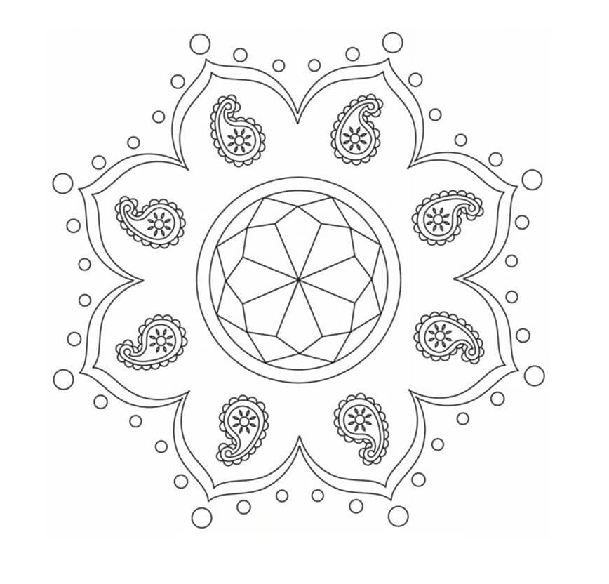 Perfect Rangoli Printable Coloring Page