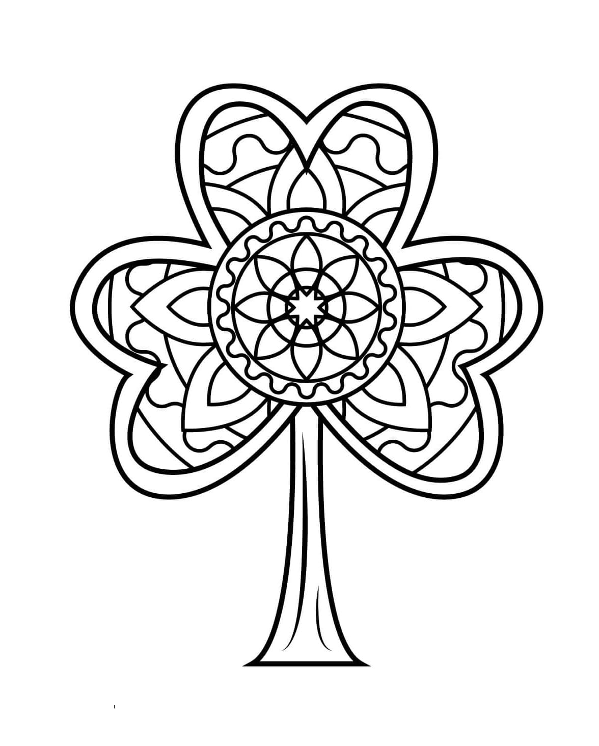 Perfect Shamrock Printable Coloring Page