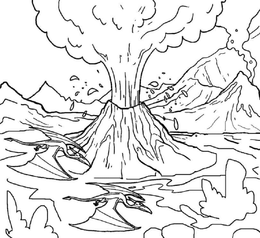 Perfect Volcano Printable Coloring Page