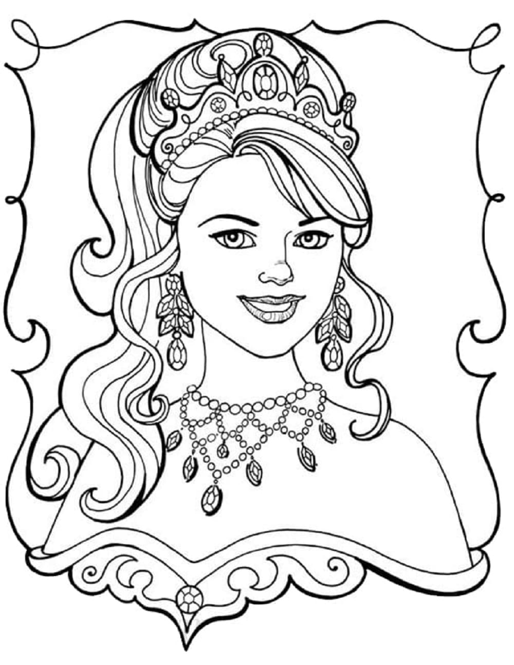 Princess Leonora Face Printable Coloring Page