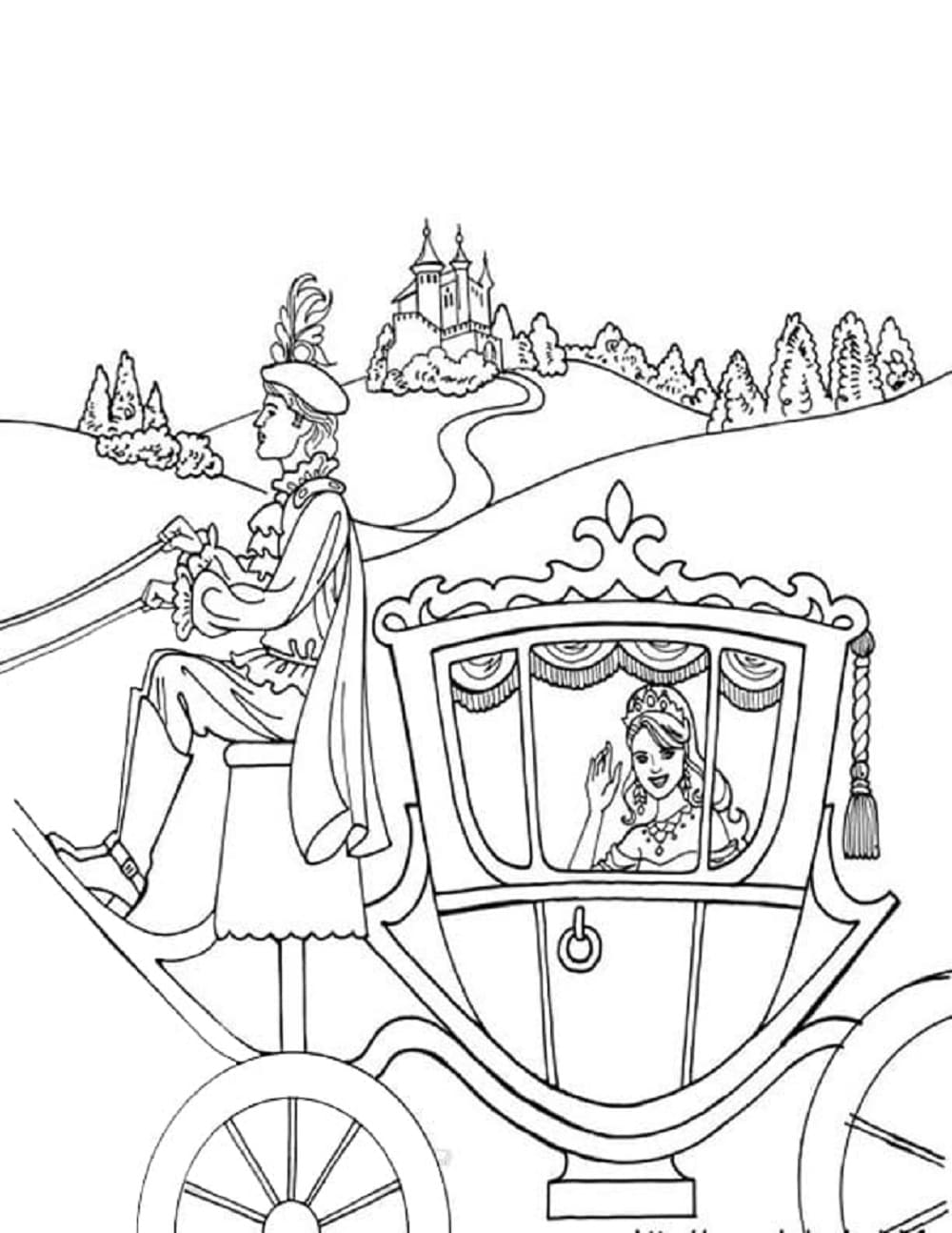 Princess Leonora in Carriage Printable Coloring Page