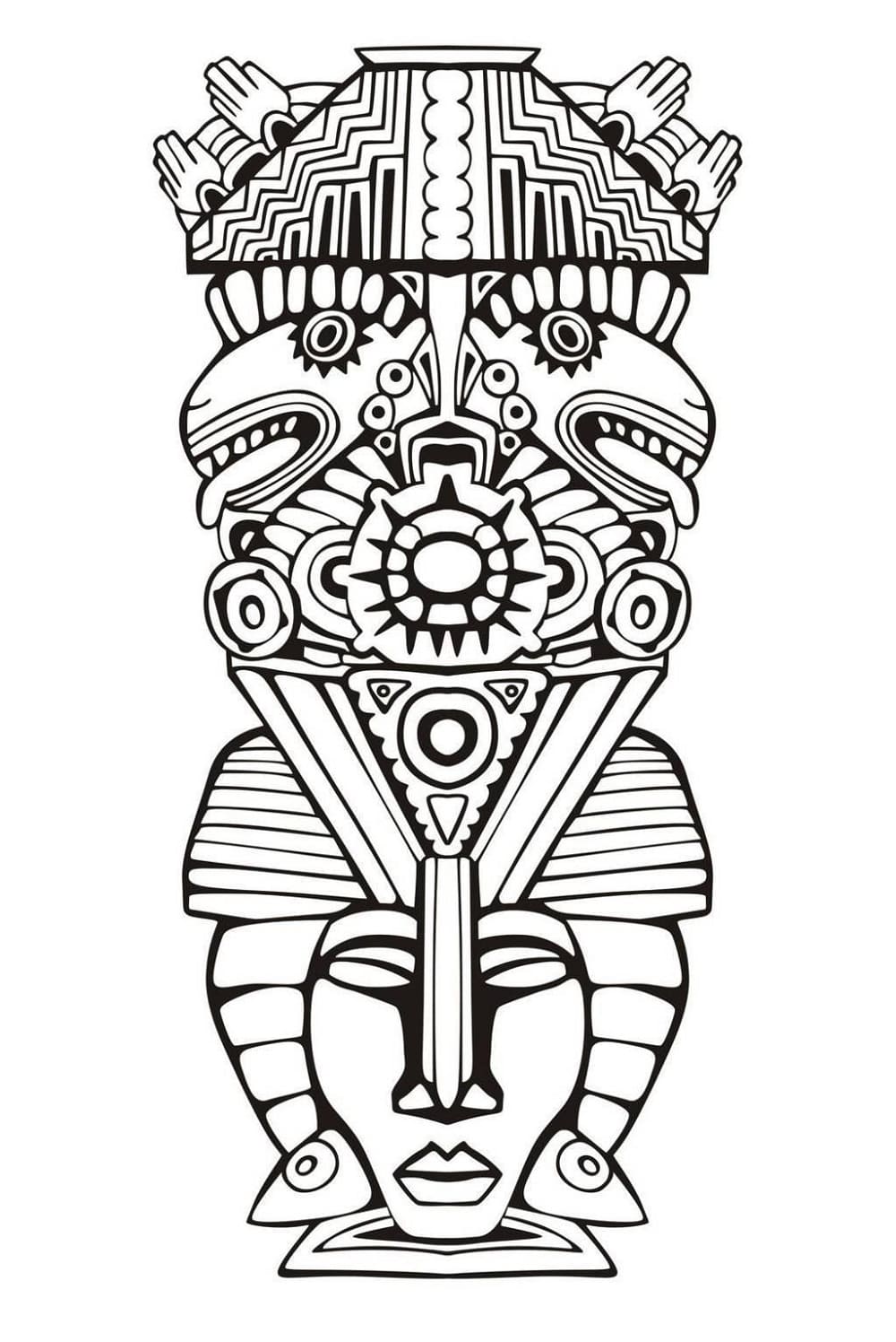 Print Adult Totem Inspiration Inca Mayan Coloring Page