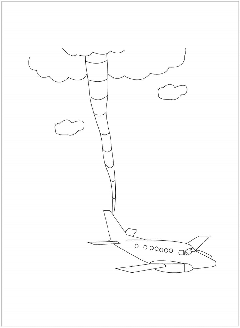 Print Airplane with Tornado Coloring Page