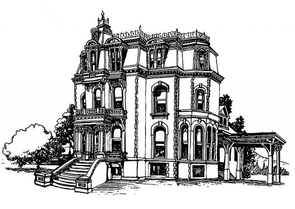 Print Ancient Mansion Coloring Page