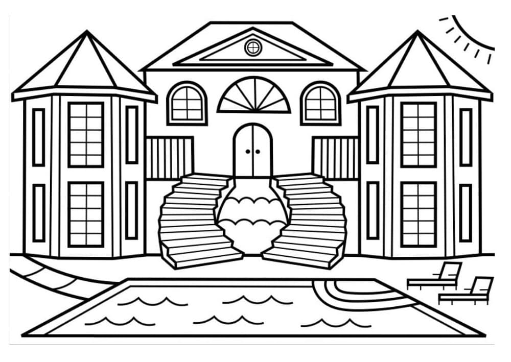 Print Awesome Mansion Coloring Page