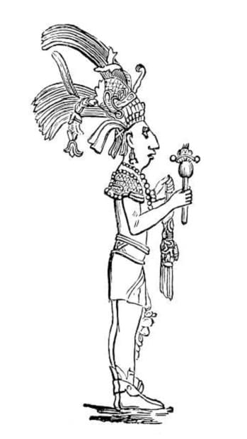 Print Basrelief Carving With Of A Mayan King Palenque Coloring Page